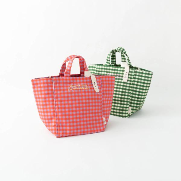 ビージ beej ギンガムチェック トートバッグ Gingham check totebag IT003 グリーン ラベンダー ショルダー レディース 春夏 ナチュラル カジュアル 大人
