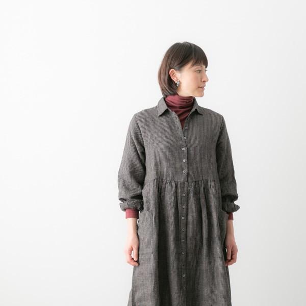 ソイル ワンピース シャツワンピース ウール リネン 平織り ロング 羽織 ブラック チェック シンプル Soil Insl Ls023 Insl Bluebeat Web Store ブルービート 通販 Yahoo ショッピング