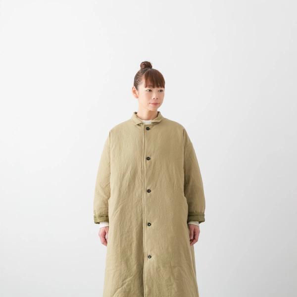 イギリス製 Yarmo ヤーモ 中綿ロングコート カーキ L Yarmo（ヤーモ） New Quilting Labo Coat キルティング ラボ コート