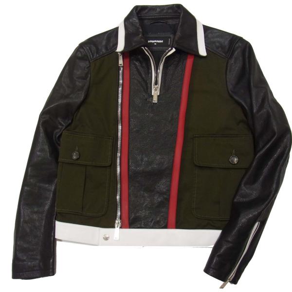 ☆DSQUARED2 ディースクエアード 17AW レザー切り替え ライダース  