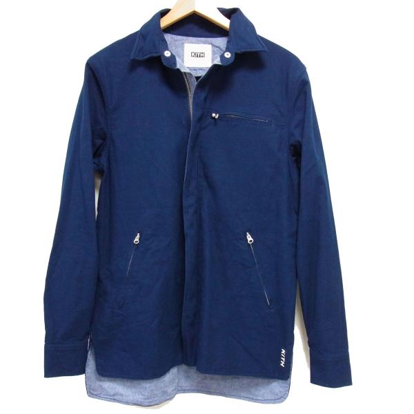 美品☆KITH キス 比翼ジップ シャツジャケット メンズ ネイビー 春物 Wジップ KITH（キス） 美品☆KITH 比翼ジップ シャツジャケット メンズ