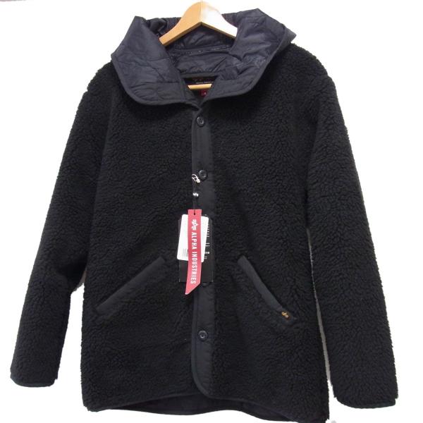 新品☆ALPHA×FREAK’S STORE ボアライナー フーデッド ジャケット メンズ ブラック メンズ フード取り外し可 Alpha Industries（アルファ・インダストリーズ） 新品☆ALPHA×FREAK'S