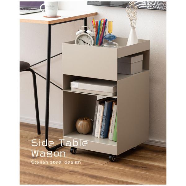 東谷 サイドテーブルワゴン ベージュ W35×D35×H62.5 組立式 DM-103BE