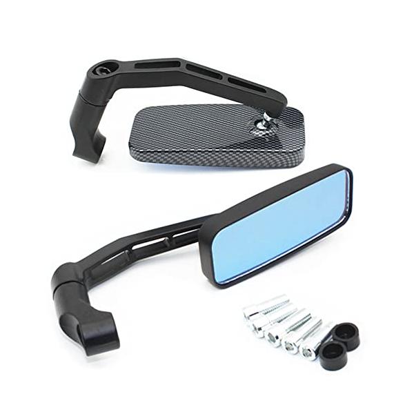 他サイト： アズキホーム バイクミラー スクエア型 カーボン柄 左右セット 正ネジ 逆ネジ 8mm 10mmの商品画像