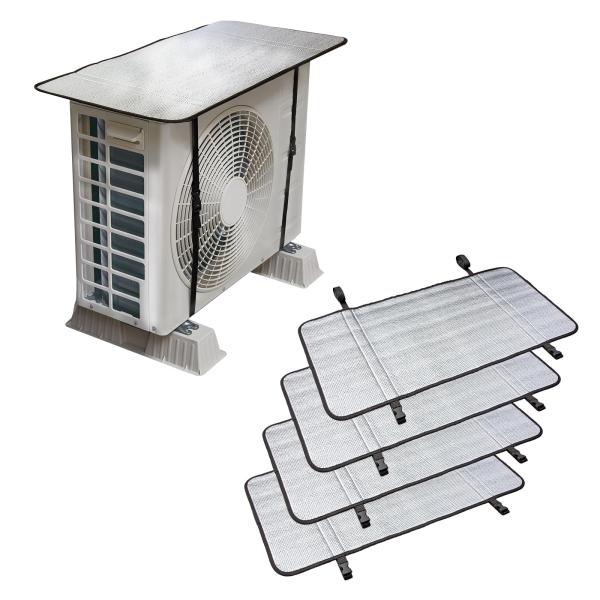 【商品概要】室外機を直射日光から守ることで余分な電力を削減。1家庭分カバーできる4枚セット！ガードを設置すると直射日光が当たらず、室外機の負担も軽減！厚さ約6mmで室外機をしっかりカバーし、熱だけでなく雨や汚れ対策にも◎ワンタッチのベルトで...