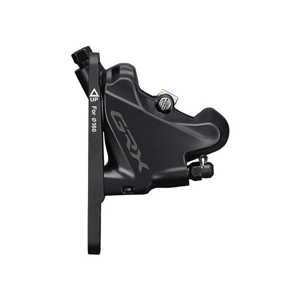 グラベル/アドベンチャーコンポ「GRX400」シリーズのハイドローリック・ディスクブレーキキャリパー。組み付け易さとメンテナンス性を両立した設計。■放熱性に優れたL03Aフィン付レジンパッド付き。タイプ：フロント用■ブレーキタイプ：ハイドロ...