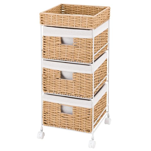 ラタン調の編込みチェスト衣類にやさしいインナー付きサイズ：幅35cmx奥行35cmx高さ82cm原産国：中国