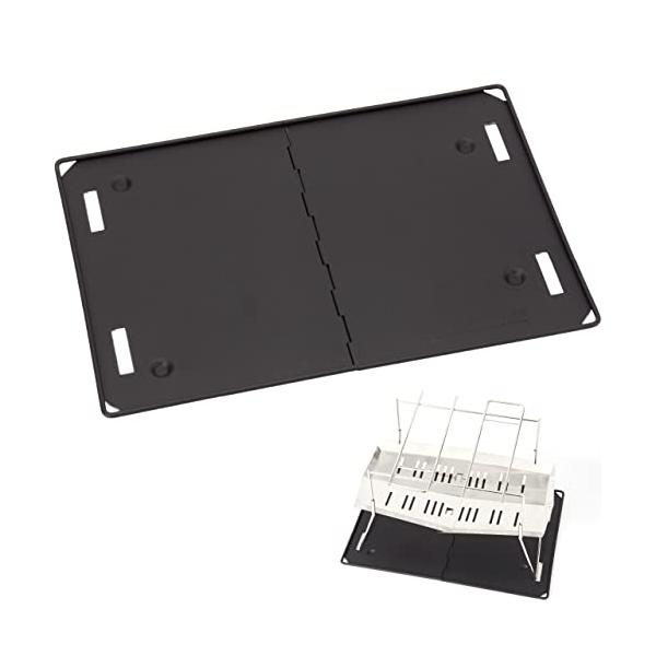 【TokyoCamp焚き火台専用サイズ】 焚き火台からこぼれ落ちる火種や灰、炭などをキャッチし、芝生やウッドデッキ等へのダメージを防ぐ焚火プレート。TokyoCamp焚き火台にぴったり合う専用サイズで、収納時は半分に折りたたむと、A4サイズ...