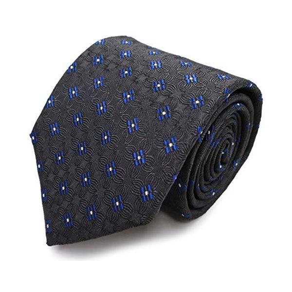 他サイト： MICHIKO LONDON【ミチコロンドン】ブランドネクタイ 日本製 シルク100% 花柄ジャガード織 織柄 小柄 (Ｃ柄：グレー×ブルー)の商品画像