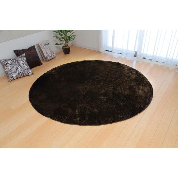 イケヒコ・コーポレーション ラグ カーペット 無地 シャギー調 選べるカラー 円形 ラルジュ ブラウン 約185cm丸 ホットカーペット対応 #3958869 イケヒコ・コーポレーション ラグ カーペット 無地 シャギー調 選べる