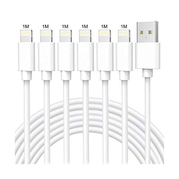 他サイト： iPhone 充電ケーブル 6本セット1M*6 純正ライトニングケーブル 急速充電 アイフォン充電 Lightningケーブル 断線防止 高耐久 断線の商品画像