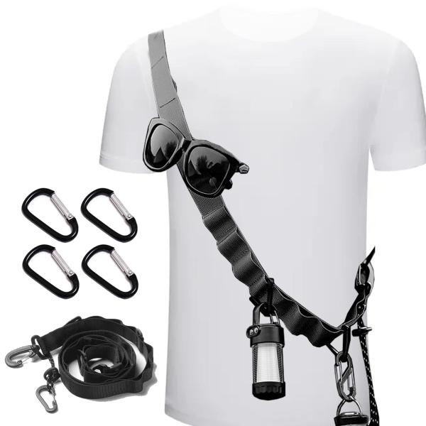 【商品概要】１、【商品仕様】商品名：ハンギングチェーン　素材：ナイロン＋プラスチック　全長：１３０ｃｍ　幅：2.5cm　トップバックルの開口部の最大サイズ：9mm　重量：86g　カラー：ブラック　特徴：多機能、使いやすい、持ち運び簡単、耐久...