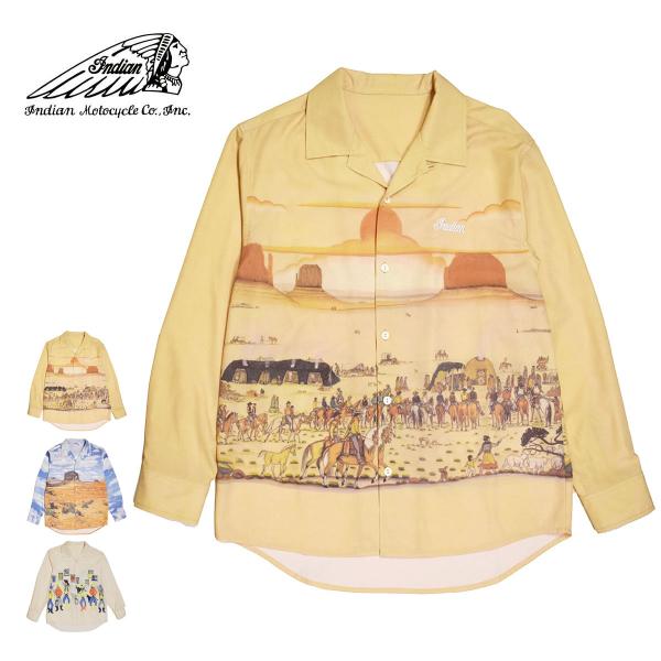 ネイティブ柄？が可愛いオープンからシャツ インディアン blueism-y_ind-is-745