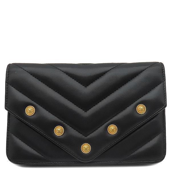 CHANEL（シャネル） チェーンウォレット シェブロン Vステッチ レザー