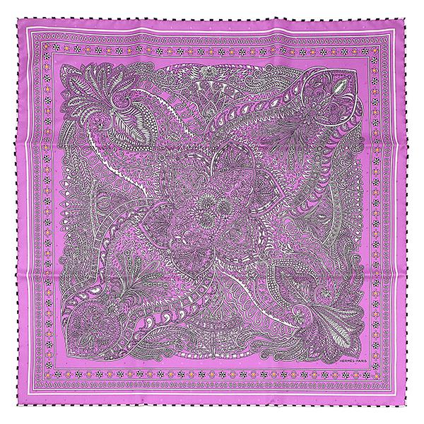 HERMES（エルメス） スカーフ カレ55 シルク パープル 【Le Jardin de