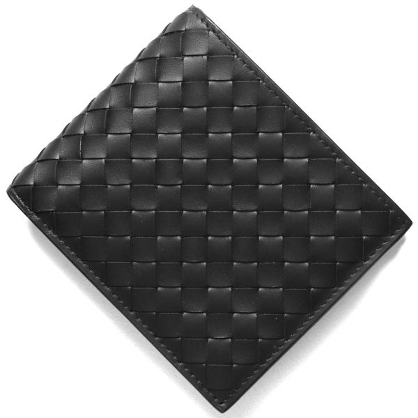 現行　ボッテガヴェネタ　イントレチャート　レザー　二つ折り財布　ブラック ブラックイントレチャート 二つ折りウォレット| Bottega Veneta