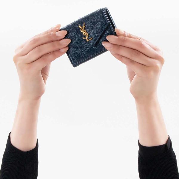 サンローランパリ イヴサンローラン 三つ折り財布 ミニ財布 半額 財布 レディース モノグラム 18年秋冬新作 ダークブルー 4128 Ysl Bowa1