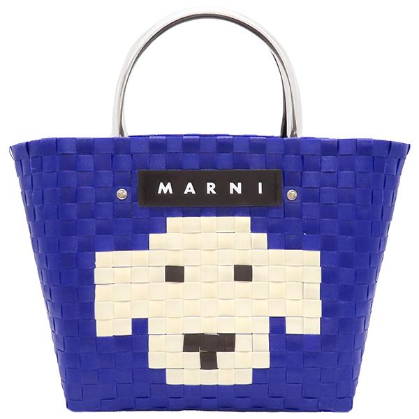 【美品】MARNI マルニ アニマルバスケット　クリームドッグ ブルー　希少 マルニ ハンドバッグ アニマル バスケットバッグ ブルー 青 犬