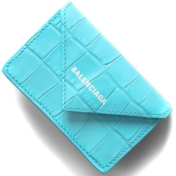 バレンシアガ 三つ折り財布 財布 レディース ペーパー ミニ クロコ型 
