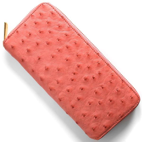 本革 長財布 長財布 財布 レディース オーストリッチ サーモンピンク 長財布 Cros002 Pnk Leather 財布 Lwlecros002pnk ブランドバッグ ブルーク