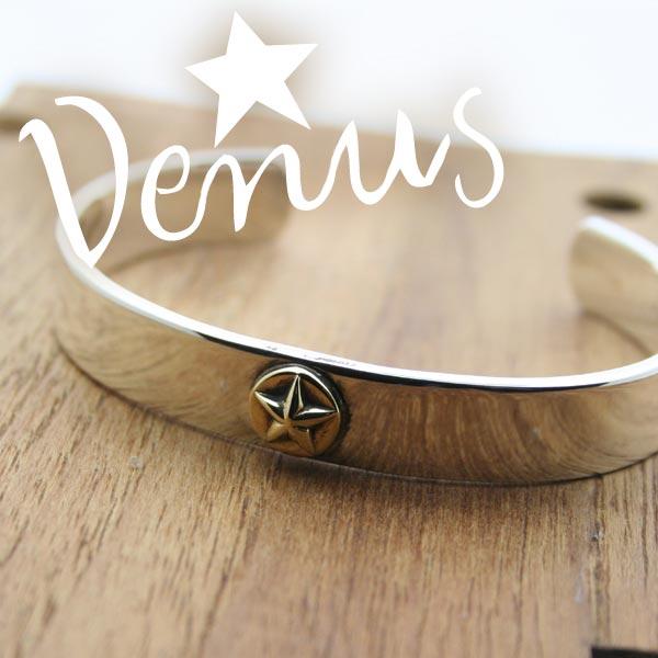 シルバーバングル 平打ちプレーン 星モチーフ Venus バングル 刻印可 