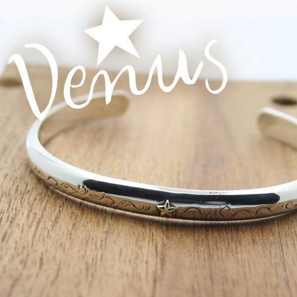 シルバー＆K18ブレスレット 甲丸唐草 アラベスク 小 星モチーフ Venus 