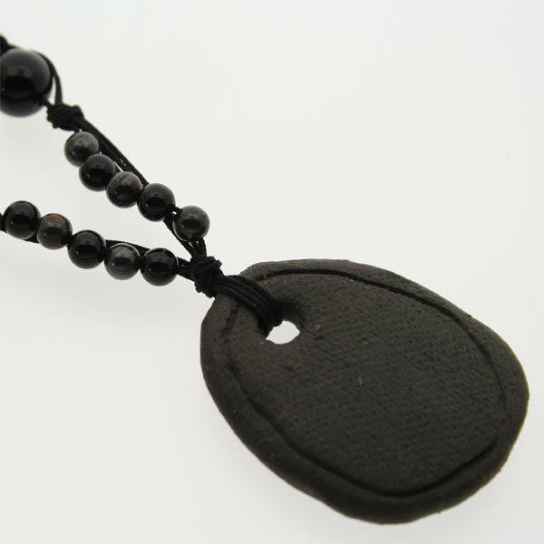 ブラックシリカ プレート 和風ネックレス 流石の黒石 ブラック