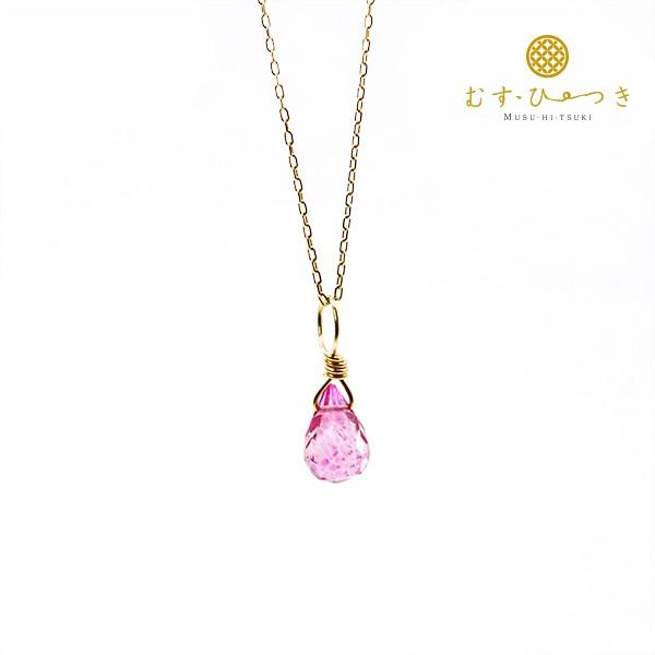 ピンクトパーズ 天然石ネックレス K10