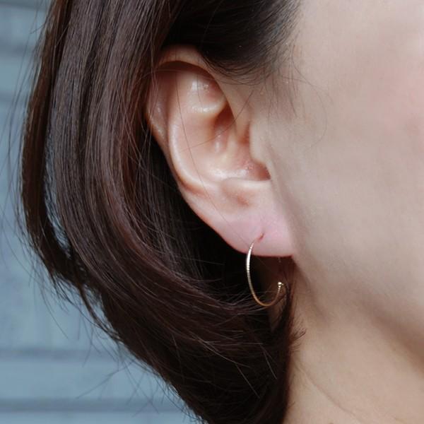 K10 フープ ピアス K10 フラット フープピアス：スモール / 10K flat hoop pierced