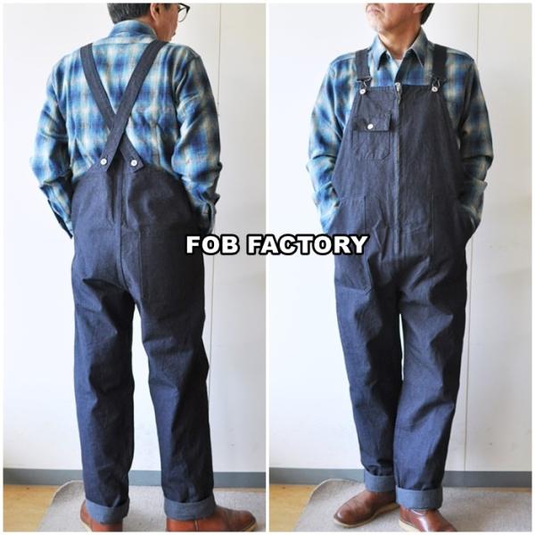 FOB factory ネイビー ストライプ オーバーオール FOB FACTORY FOBFACTORY エフオービーファクトリー F2410