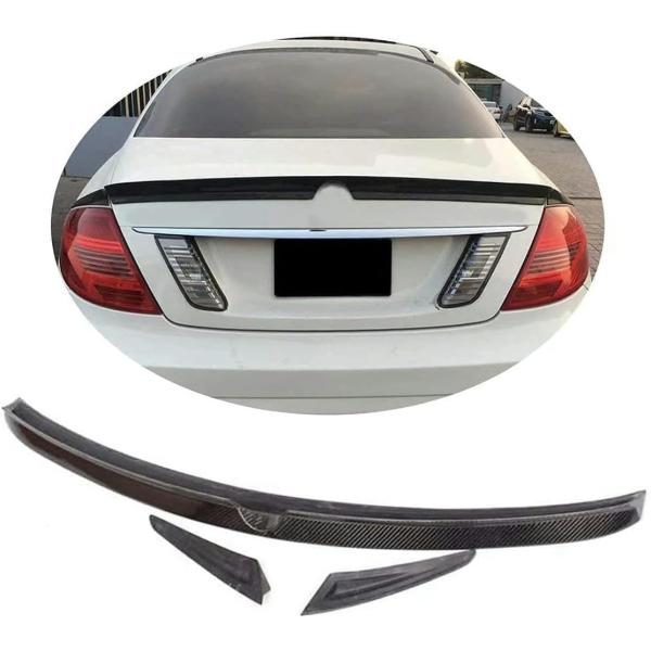 カーボンファイバー車リアスポイラー メルセデスベンツ W216 Cl クラス 2008-2012 用、自動リアトランクバンパースポイラー トランクルーフトリム外