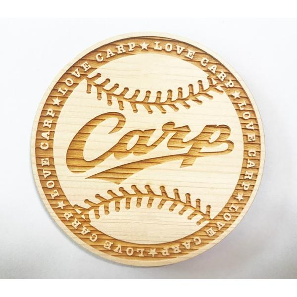 カープひのきコースター ロゴボール／広島 東洋 カープグッズ／記念品　プレゼント　＊代引き不可＊お届け日指定不可＊