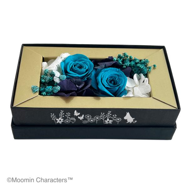 サイズ／【Box】110x65mmx H35mm内 容／単品包 装／オリジナルGift Box＋リボンボックスにムーミン達を施したプリザーブドフラワー。母の日や誕生祝い、結婚祝いやインテリアにも最適です。コンパクトで可愛い手のひらサイズ仕様...