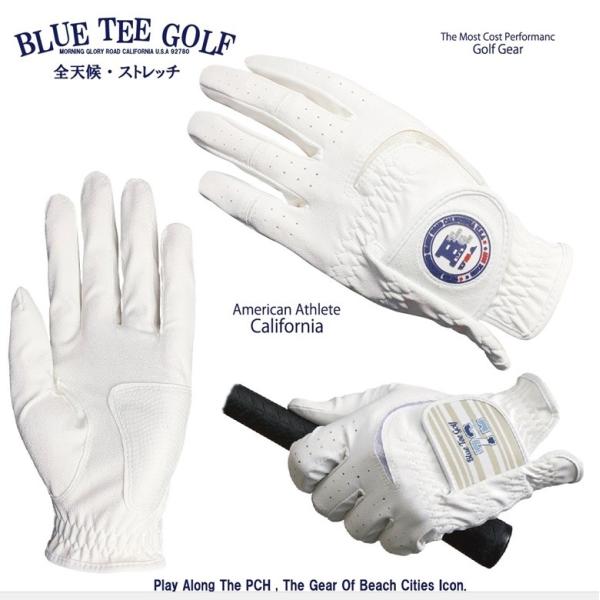BLUE TEE GOLF 【スタンダードモデル】 合成皮革 ゴルフグローブ 全天候型・ストレッチ機能【ネコポス便対応】☆ブルーティーゴルフ カルフォルニア