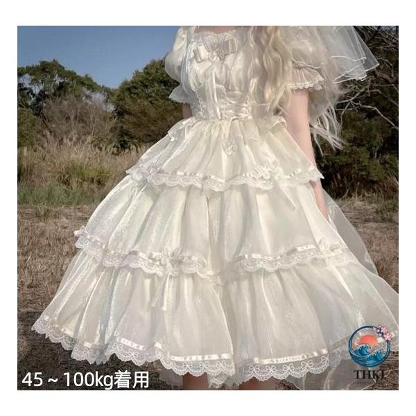 ロリータワンピース 4 点セット 大きいサイズあり ロリータ服 半袖 プリンセスドレス 女性 背中大リボン コスプレ衣装 可愛い
