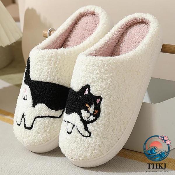 スリッパ 冬用 あったか かわいい ネコ柄 ルームシューズ もこもこ ふわふわ 室内履き レディース メンズ 洗える 滑り止め 軽量 静音 保温 イヌ柄 猫ちゃんスリ