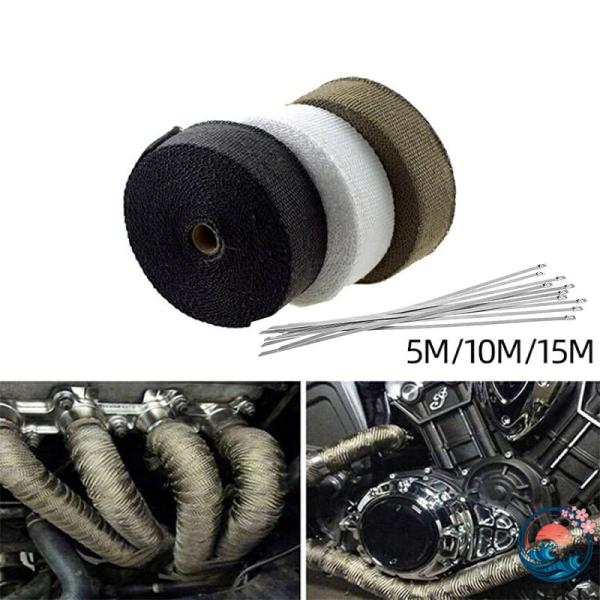耐熱布 サーモ バンテージ 5cm グラスファイバー 玄武岩繊維 耐熱 1600℃ エキマニ エキゾーストラップ プロテクトラップ 自動車 バイク マフラー 薪ストーブ 煙