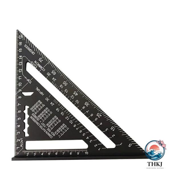 三角定規 木工用 丸鋸定規 直角定規 0?90 度 アルミ合金 多角度 両面目盛り分度器 クリアスケール 読みやすい 建築製図 強くて丈夫な 測量用品 ブラック