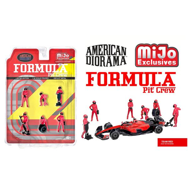アメリカンジオラマ　F1 ピットクルー フィギュア レッド　1/18 アメリカンジオラマ 1/64 フィギュア F1 ピットクルー チーム レッド