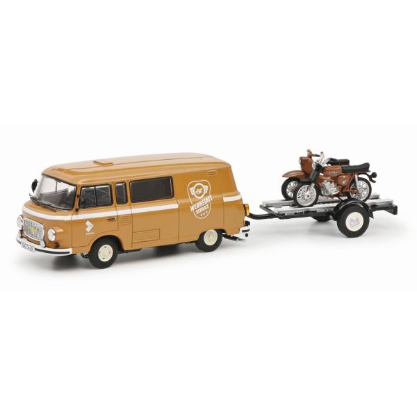 BALKAS バルカス B1000 1/43 新品未使用 シュコー 1/43 バルカス B1000 バン 1965 + トレーラー バイク2