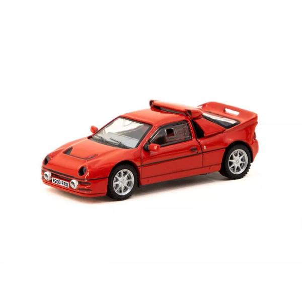 ワンオフカスタム 1/18 Ricko フォード RS200 ワークス仕様 ターマックワークス 1/64 フォード RS200 レッド リアハッチ着脱可