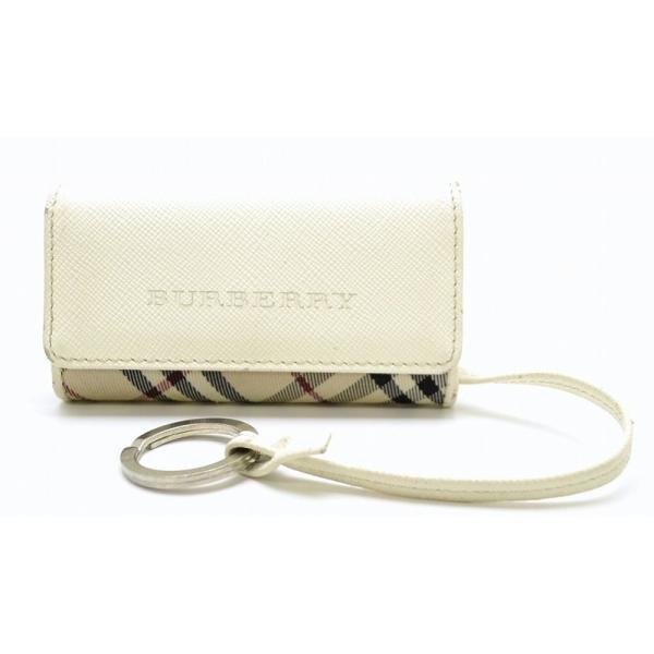 Burberry バーバリー キーケース 4連キーケース キーリング付 型押しレザー ナイロンキャンバス 白 ホワイト ベージュ ノバチェック K Blumin 通販 Yahoo ショッピング