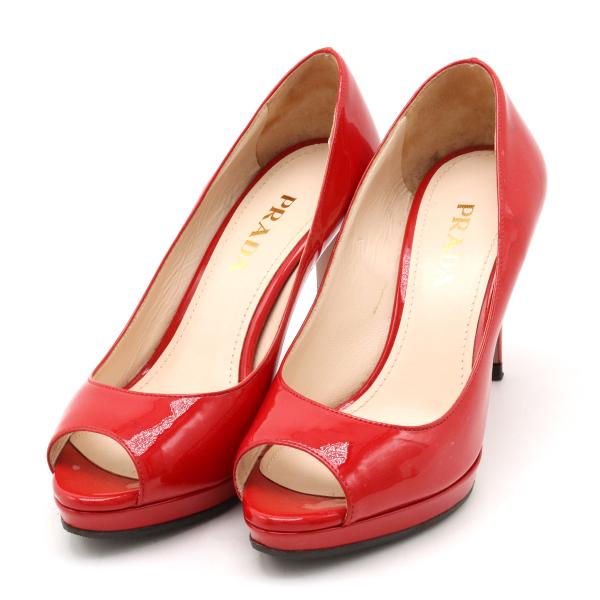 PRADA プラダ　レッド ミュール 高ヒール オープントゥ PRADA プラダレッド ミュール 高ヒール オープントゥ