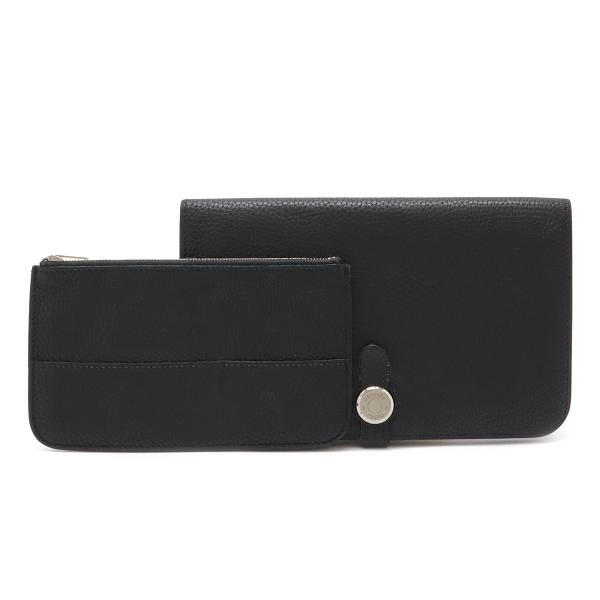 【美品】エルメス　ドゴン　デュオ　折財布　黒　ブラック　レザー　長財布　小銭 HERMES エルメス 長財布 ドゴン デュオ GM DOGON DUO H043070CK
