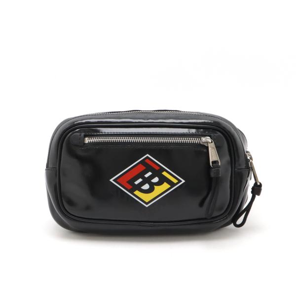 BURBERRY バーバリー ロゴ プリント ボディバッグ バムバッグ ウエストポーチ PVC ブラック 黒 ホワイト 白 8021781 BURBERRY（バーバリー） ロゴ プリント ボディバッグ バムバッグ