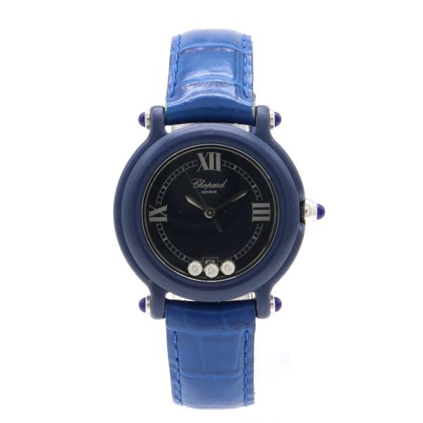 Chopard(ショパール) 腕時計 ビーハッピー KAL チェジュ 27/7779 レディース 3Pムービングダイヤ/型押し革ベルト ダークネイビー blumin_12500968