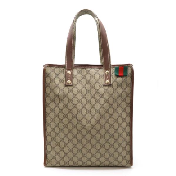 【美品】グッチトートバッグ シェリーラインマイクロGG PVCベージュブラウン 美品】グッチトートバッグ シェリーラインマイクロGG PVC
