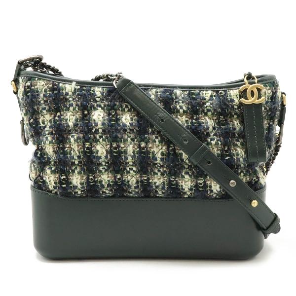 CHANEL シャネル ガブリエル ドゥ シャネル ラージ ホーボー ショルダーバッグ チェーンショルダー ツイード ダークグリーン A93824 blumin_12520471