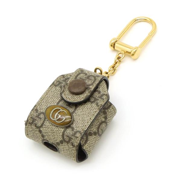 GUCCI グッチ オフィディア GGスプリーム AirPodsケース エアーポッズ イヤホンケース PVC ベージュ キーチェーン付き ゴールド金具 596720 GUCCI（グッチ） オフィディア GGスプリーム AirPodsケース