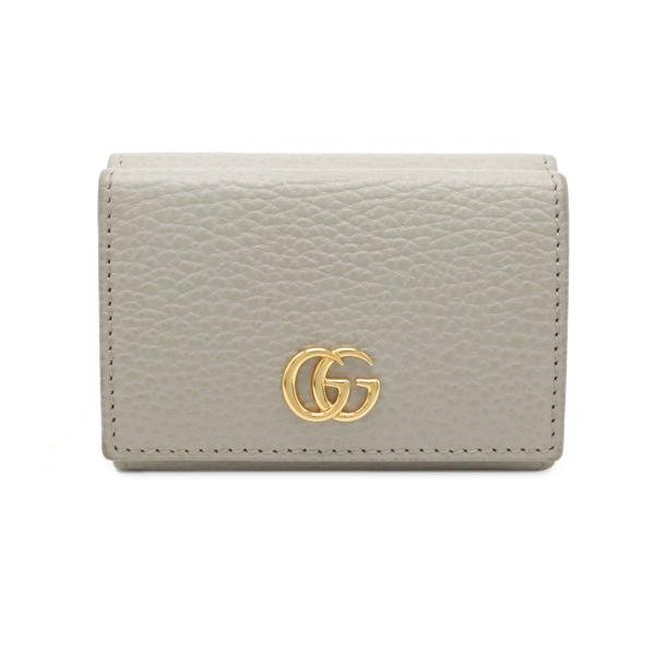 美品　グッチ　GUCCI 三つ折り財布　GGマーモント　レザー　ピンクベージュ GUCCI グッチ GGマーモント コンパクトウォレット ピンク レザー